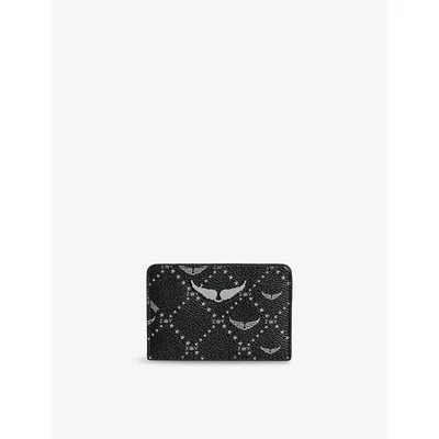 Zadig & Voltaire Womens Zv Brand-plaque Coated-canvas Card Holder Black