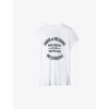 Zadig & Voltaire Womens Blanc Walk Text-print Cotton-jersey T-shirt In Blanc