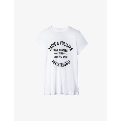 Zadig & Voltaire Womens Blanc Walk Text-print Cotton-jersey T-shirt