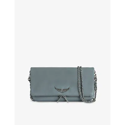 Zadig & Voltaire Womens Rock Grained Leather Clutch Br In Breeze