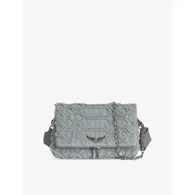 Zadig & Voltaire Womens Zadig&voltaire Rocky Fringed Denim Cross Body Bag