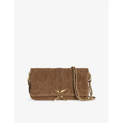 Zadig & Voltaire Womens Cognac Rock Western Suede-leather Clutch Bag