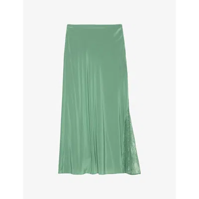 ZADIG & VOLTAIRE WOMENS CORIANDER JAYLA FLARED SILK MIDI SKIRT