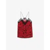 Zadig & Voltaire Womens Crimson Christy Lace-embroidered Graphic-print Woven Camisole In Crimson