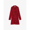 Zadig & Voltaire Womens Crimson Refla Graphic-print Smocked-waist Woven Mini Dress In Crimson