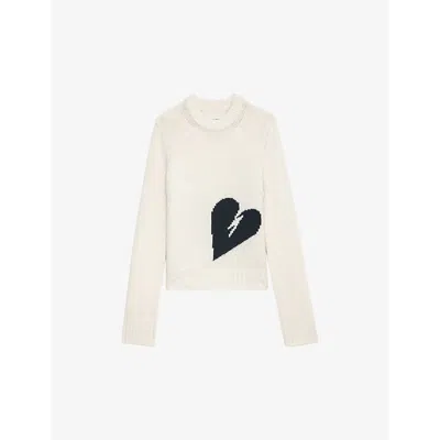 ZADIG & VOLTAIRE WOMENS ZADIG&VOLTAIRE MALTY HEART-MOTIF WOOL JUMPER