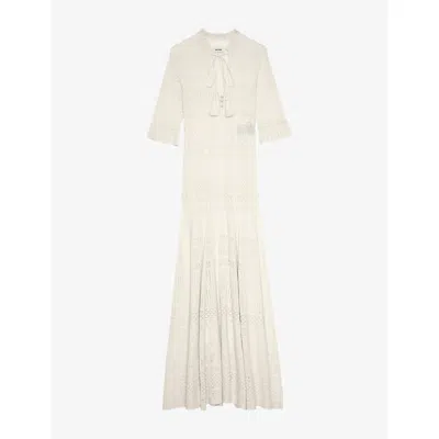Zadig & Voltaire Womens Memphis Pointelle-detail Cotton Maxi Dress Ecru