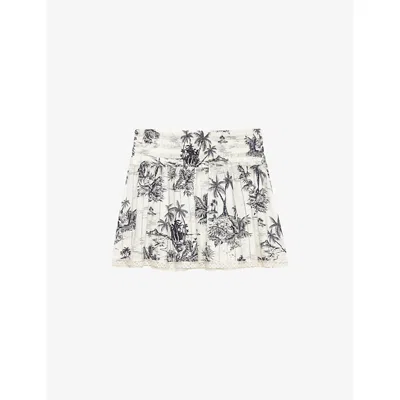 Zadig & Voltaire Womens Ecru Palm-print Cotton Mini Skirt