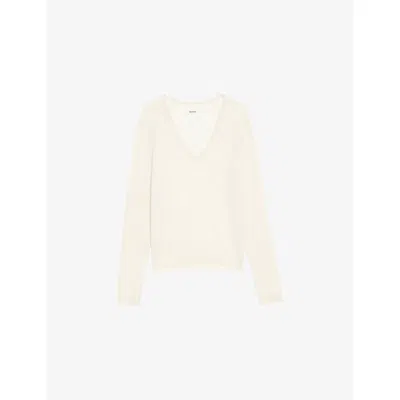 Zadig & Voltaire Womens Rivy Embroidered-wings Cashmere Jumper Ecru Xs