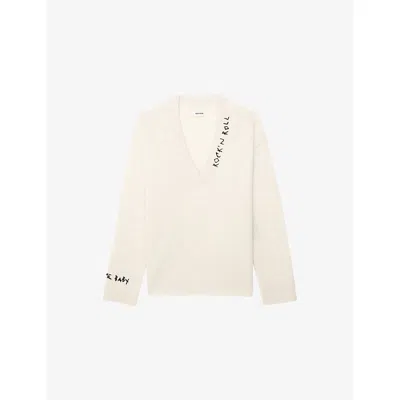 Zadig & Voltaire Womens Zadig&voltaire Text-embroidery Cashmere Knitted Jumper