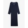 Zadig & Voltaire Womens Encre Delia Brooch-embellished Long-sleeve Cotton-blend Maxi Dress