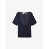 Zadig & Voltaire Womens Encre Ella Relaxed-fit Open-back Cotton-blend T-shirt