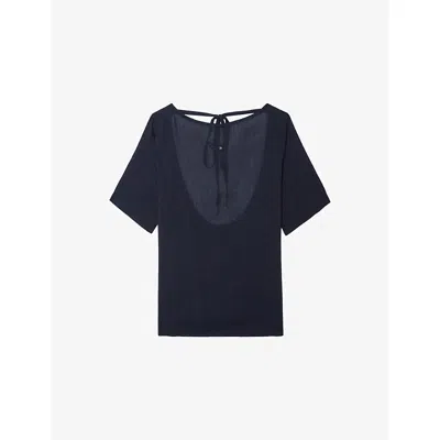 Zadig & Voltaire Womens Encre Ella Relaxed-fit Open-back Cotton-blend T-shirt