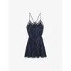 Zadig & Voltaire Womens Encre Risty Lace-trim Jacquard Silk Mini Dress Xs In Encre