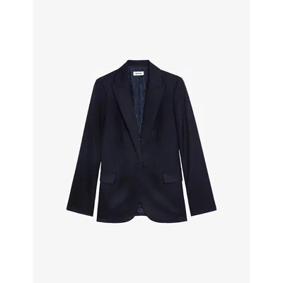 Zadig & Voltaire Womens Encre Valse Single-breasted Wool Blazer
