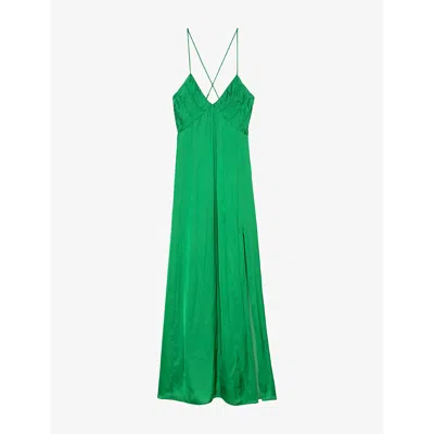 ZADIG & VOLTAIRE WOMENS GAZON RAYONNE SPLIT-HEM RECYCLED-POLYESTER-BLEND MAXI DRESS XS