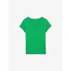 Zadig & Voltaire Womens Regular-fit Button-neck Cotton T-shirt Gazon