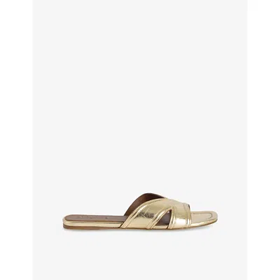 ZADIG & VOLTAIRE WOMENS GOLD AZORA METALLIC-LEATHER MULES EUR 41 / 7 UK