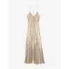 Zadig & Voltaire Womens Pleated Sleeveless Satin Maxi Dress Gold In Gold