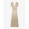 Zadig & Voltaire Womens Gold Ritmic Draped Satin Maxi Dress In Gold