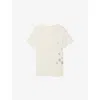 Zadig & Voltaire Womens Marta Rhinestone-embellished Cotton And Linen-blend T-shirt Light Grey In Light Grey