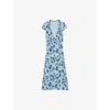 Zadig & Voltaire Womens Rapaz Printed Short-sleeve Silk Midi Dress Mist Xs In Mist
