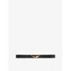 Zadig & Voltaire Womens Branded Wing-buckle Leather Belt Noir In Black