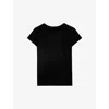 Zadig & Voltaire Womens Noir Cecilia Rhinestone-embellished Organic-cotton Top In Noir