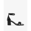 Zadig & Voltaire Womens Noir Logo-plaque Leather Heeled Sandals Eur 37 / 4 Uk In Noir