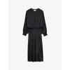 Zadig & Voltaire Womens Noir Ruiko Rhinestone-embellished Recycled Polyester-blend Satin Midi Dress In Noir