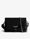 Zadig & Voltaire Womens Noir Silver Rocky Swing Your Wings Leather Clutch Bag In Noir Silver
