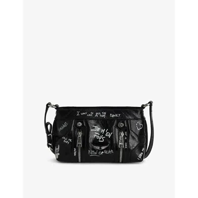 Zadig & Voltaire Womens Noir Sunny Mood Slogan-print Leather Shoulder Bag