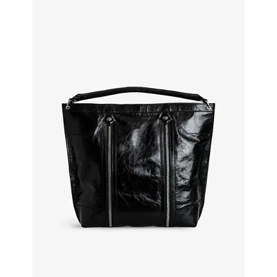 Zadig & Voltaire Womens Noir Sunny Zip-embellished Leather Shoulder Bag