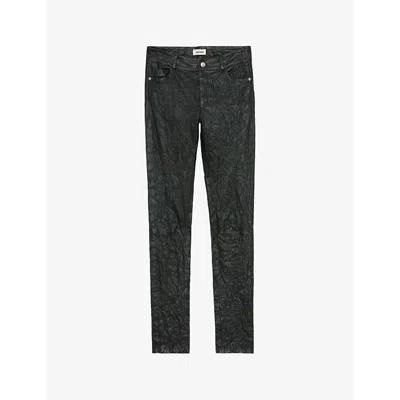Zadig & Voltaire Womens Peaks Phlame Slim-leg Mid-rise Leather Trousers In Peaks