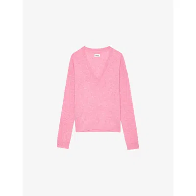 Zadig & Voltaire Womens Phlox Vivi Patch V-neck Cashmere Jumper