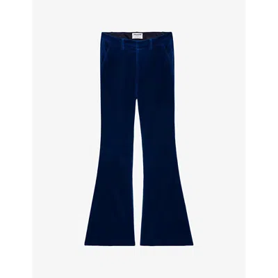 Zadig & Voltaire Womens Prevy Flared-leg Mid-rise Cotton-velvet Trousers