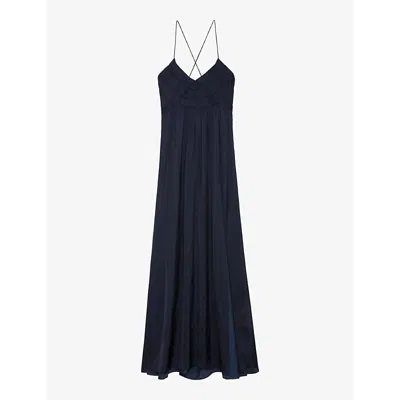 Zadig & Voltaire Womens Encre Rayonne Split-hem Recycled-polyester-blend Maxi Dress In Encre
