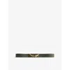 Zadig & Voltaire Womens Branded Wing-buckle Leather Belt Record