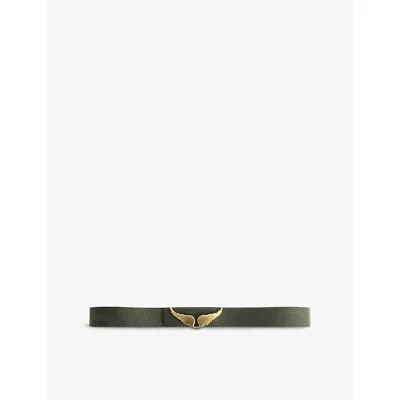 Zadig & Voltaire Womens Branded Wing-buckle Leather Belt Record In Record