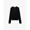 Zadig & Voltaire Womens Noir Rivy Embroidered-wings Cashmere Jumper