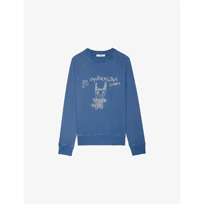 Zadig & Voltaire Womens Surf Rhinestone-embellished Crewneck Cotton-jersey Sweatshirt