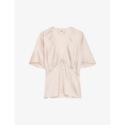 ZADIG & VOLTAIRE WOMENS SWEET THODRI V-NECKLINE SATIN TOP XS