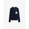 Zadig & Voltaire Womens Travia Heart-intarsia Cashmere Cardigan Encre In Encre