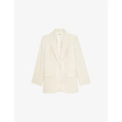 Zadig & Voltaire Womens Viva Notch-collar Single-breasted Cotton Blazer Vanille