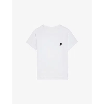 Zadig & Voltaire Womens Marta Heart-embroidered Cotton T-shirt White