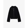Zadig & Voltaire Womens Noir Attila Ribbed Stretch Wool And Cashmere-blend Cardigan In Noir