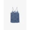 Zadig & Voltaire Womens Christy Floral-pattern Silk Camisole Officer In Officer