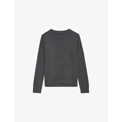 Zadig & Voltaire Womens Cici Star-patch Cashmere Jumper Dark Grey