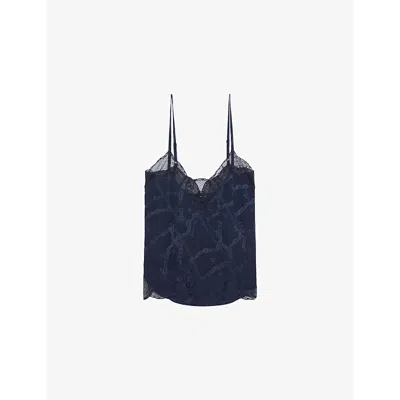 ZADIG & VOLTAIRE WOMENS ENCRE CYOKO V-NECK SILK CAMISOLE XS