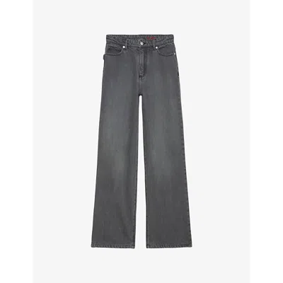 ZADIG & VOLTAIRE WOMENS MEDIUM GREY ELIO STRAIGHT-CUT MID-RISE DENIM JEANS